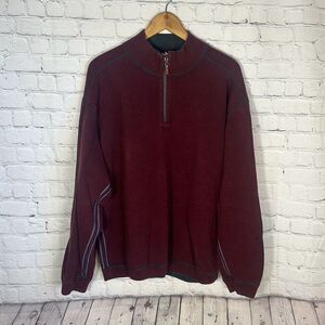 Tommy Bahama Men's Flipsider Reversible Half-Zip Sweater Burgundy Size 3XLT